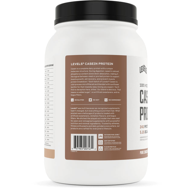 Levels 100% Micellar Casein Protein Powder, Hormone Free, Chocolate, 2LB