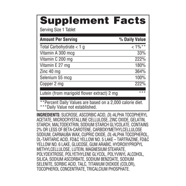 Equate Vision Formula with Lutein Tablets Dietary Supplement, 120 Count