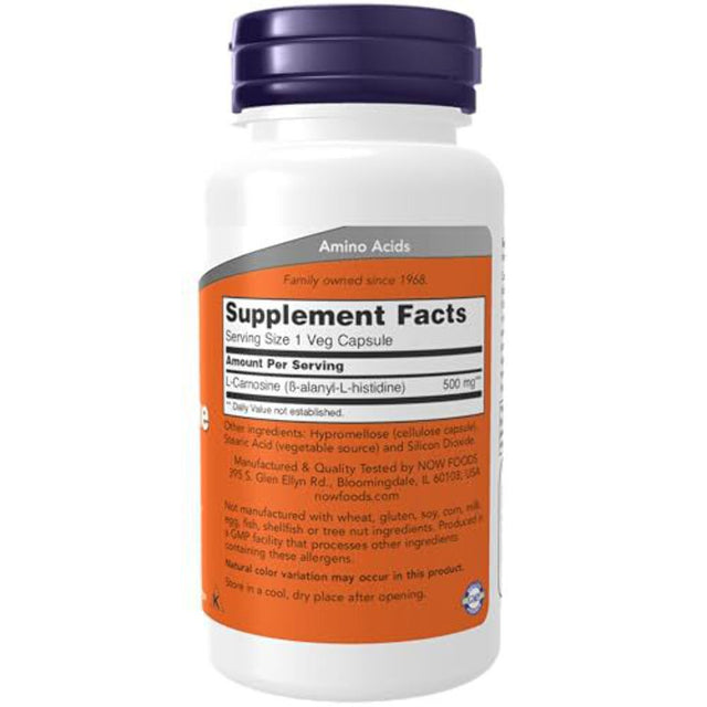 L-Carnosine, 500 Mg, 50 Veg Capsules, NOW Foods