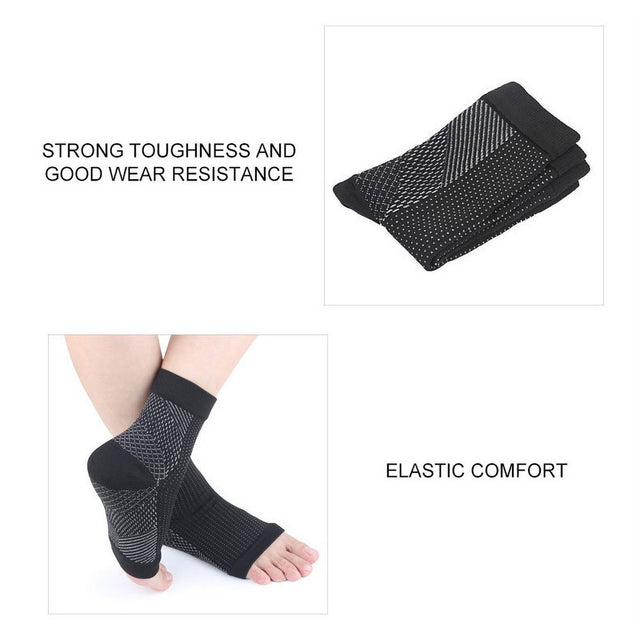 JFY Ankle Compression Sleeve - Open Toe Сompression Socks for Swelling, Plantar Fasciitis, Sprain, Neuropathy - Nano Brace for Women and Men