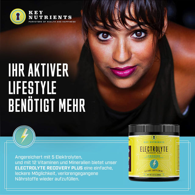KEY NUTRIENTS Electrolytes Powder No Sugar - Refreshing Lemonade Electrolyte Powder - Hydration Powder - No Calories, Gluten Free Keto Electrolytes Powder - 90 Servings - Made in USA