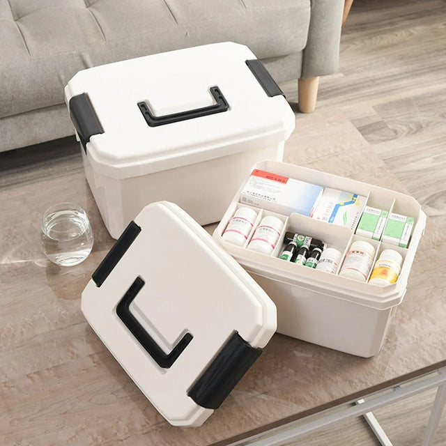 Jiaroswwei Portable Plastic Home Medicine Case Health Care Drug First Aid Kit Storage Box Pill Organizer