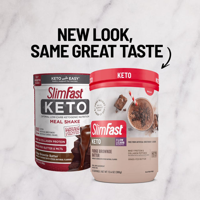 Slimfast Keto Fudge Brownie Batter Meal Replacement Shake Powder, 10 Servings