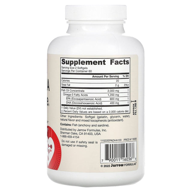 Jarrow Formulas, Inc. Epa-Dha Balance 120 Sgels
