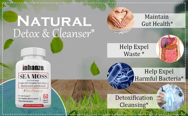 2 Pack Sea Moss & Cleanse, Organic Irish Moss, Burdock, Bladderwrack, Cleanser Detoxifier, Essential Minerals.