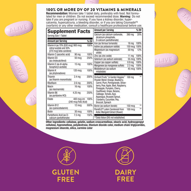 Alive! Women'S Energy Complete Daily Multivitamin Tablets, 50 Count