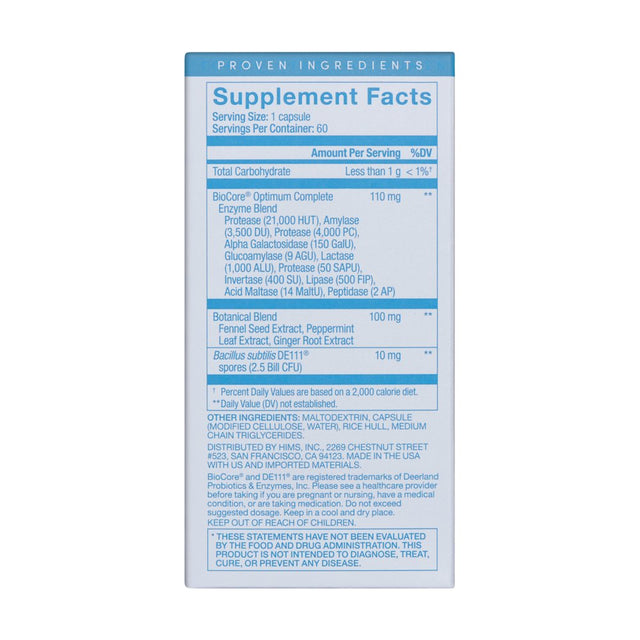 Hers Digest Debloat Probiotic Supplement for Women, Digestion Support, 60 Count