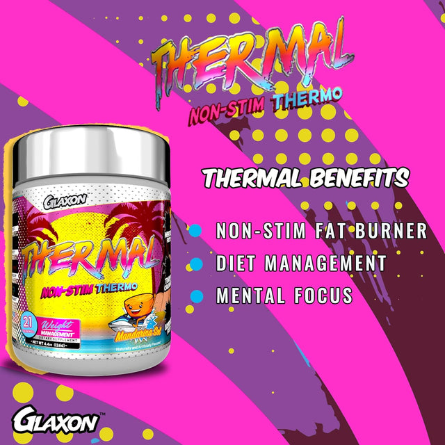 Glaxon Thermal Non-Stimulant Thermogenic Fat Burner Powder from Improve Weight Loss, Suppress Hunger and Appetite – L-Carnitine, Vitacholine™, BAIBA Acid Mitoburn™ - 21 Servings (Mandarin Sol)