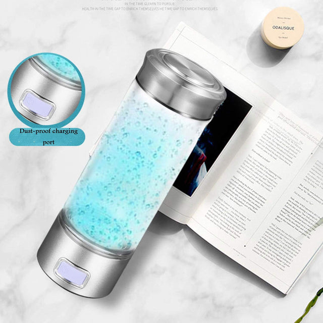 Portable 3-Minute Hydrogen-Rich Water Bottle Rechargeable High Concentration Hydrogen Water Generator Glass Bottle Anti-Aging Anti-Oxidation Kettle 500Ml