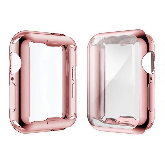 Galaxy Wireless Compatible for Apple Watch Series 7 8 9 SE 41Mm with Buit in TPU Clear Screen Protector - All around Protective Case Clear Cover for Iwatch 41Mm Series 7 8 9 SE - Rose Gold