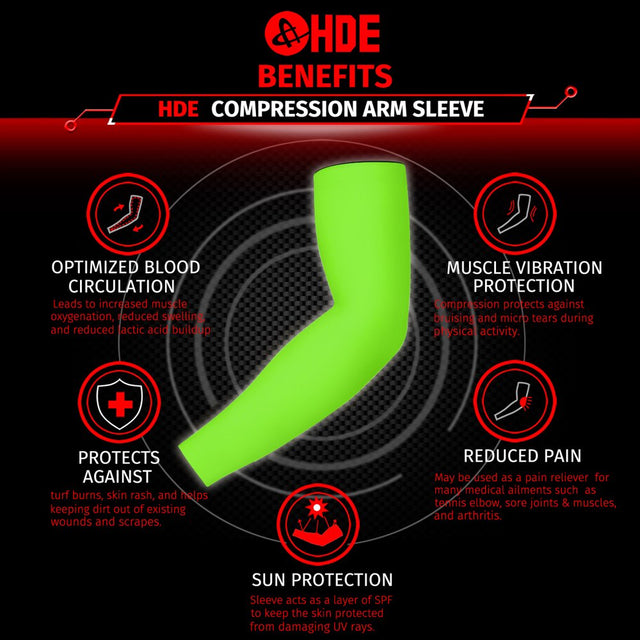 HDE Arm Compression Sleeves for Kids Youth Sports Basketball Shooting Action Green M - 2 Piece