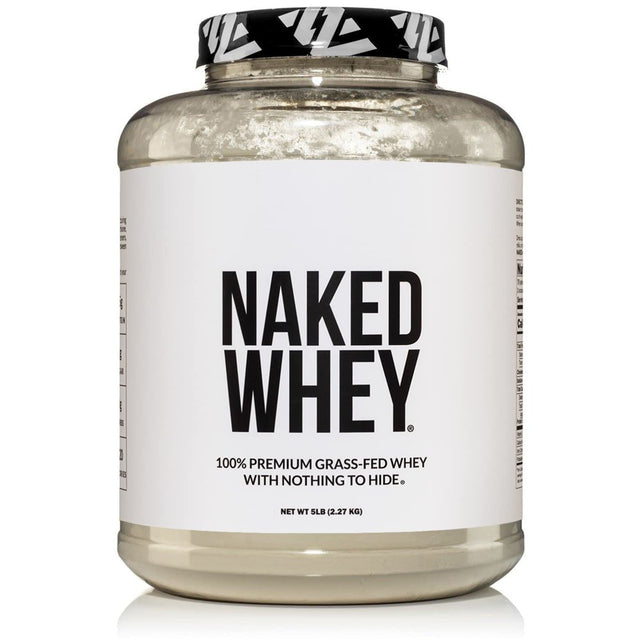 Naked WHEY 5LB 100% Grass Fed Unflavored Whey Protein Powder - US Farms, Only 1 Ingredient, Undenatured - No GMO, Soy or Gluten - No Preservatives - Promote Muscle Growth and Recovery - 76 Servings