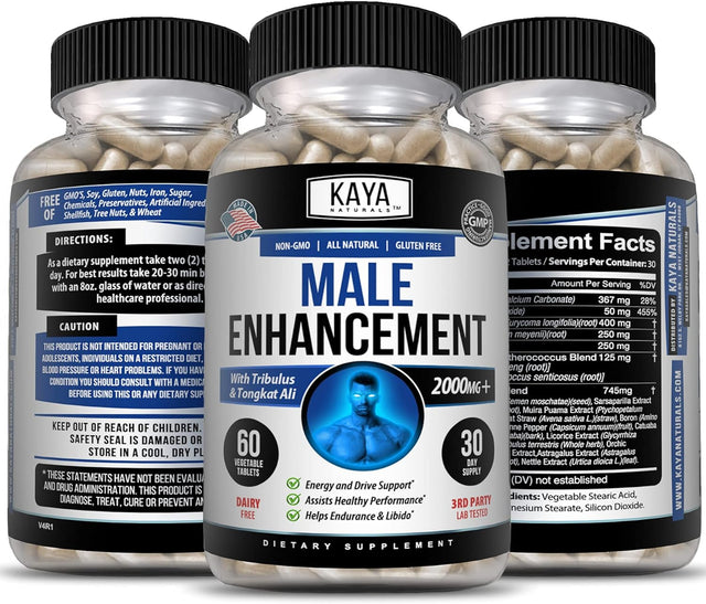 Kaya Naturals Male Enhancement Pill, Boost Testosterone, Endurance Increased Libido Drive & Stamina Vitamin Supplement - 60 Count