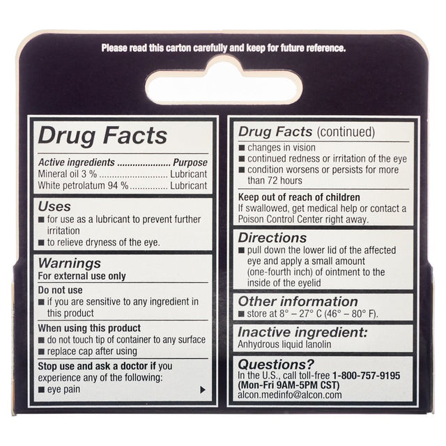 Genteal Adult Dry Eye Care Nighttime Lubricant Eye Ointment, 3.5 Grams, 1 Pack, (0.12 Fl Oz)