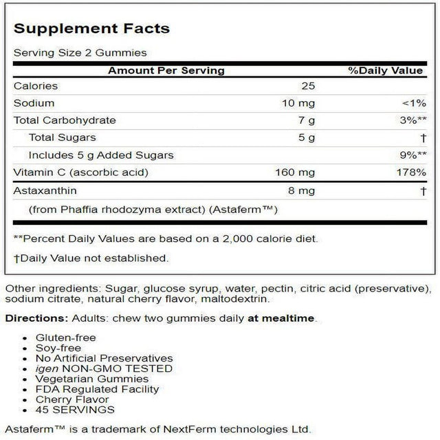 Astaxanthin with Vitamin C - 90 Gummies, by Carlson Labs