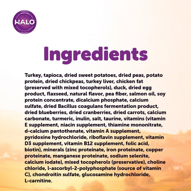 Halo Purely for Pets Duck, Liver and Turkey Flavor Dry Dog Food, 4Lbs. Bag