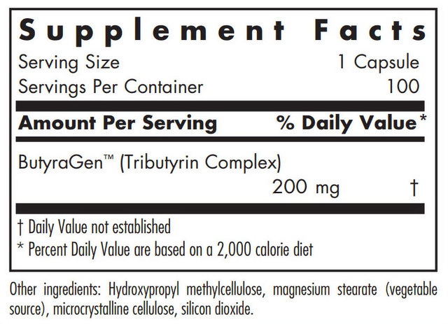 Allergy Research Group - Butyren - Butyric Acid - Colon Lining Nutrition - 100 Delayed Release Capsules