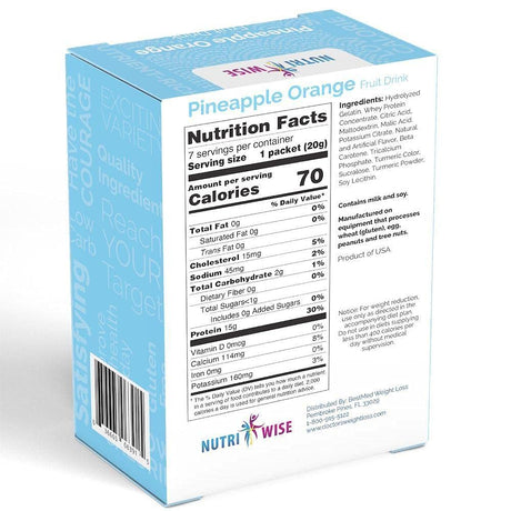 β High Protein 15G | Instant Fruit Drink | Pineapple Orange | 7/Box | Weight Loss, KETO Diet Friendly, Hunger Control | Gluten Free, Low Calorie, Low Carb, Low Sugar
