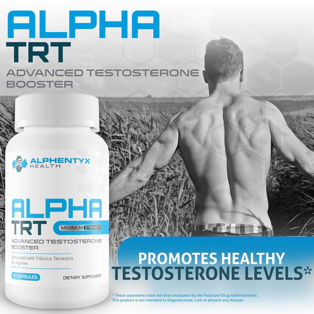 Alphentyx Health Alpha TRT - Maximum Strength - Advanced Testosterone Booster - Increase Energy and Lean Muscle Mass - 60 Count