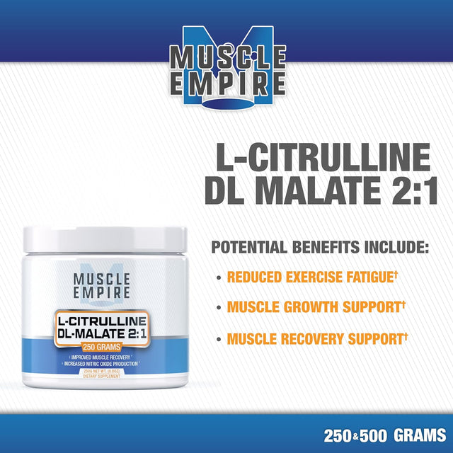 L-Citrulline Dl-Malate 2:1 Powder - Nitric Oxide Booster & Muscle Recovery Support - 500 Grams