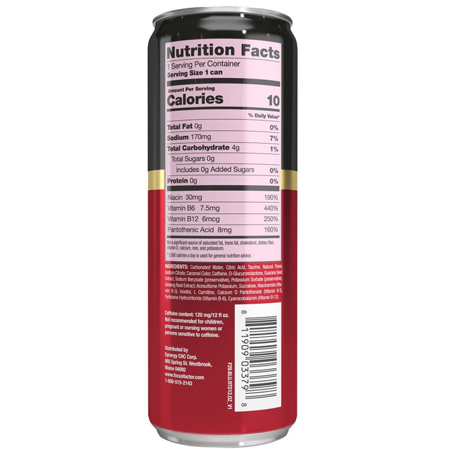 Focus Factor F29 Nootropic Focus + Energy Drink (Berry Flavor) – Sugar Free, Pack of 12 – Lightly Carbonated – 10 Calories per Serving – Nootropic Beverage