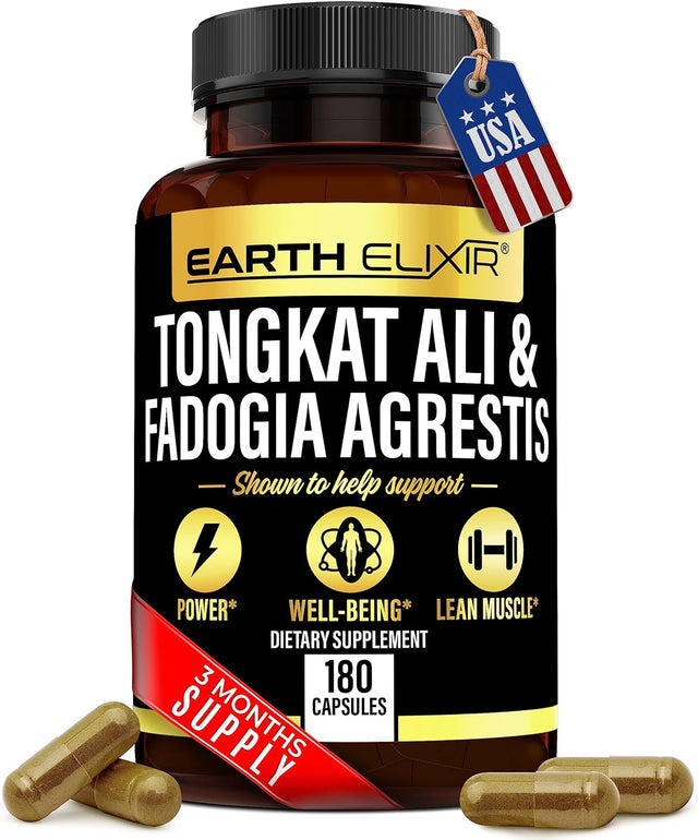 Fadogia Agrestis 600Mg and Tongkat Ali 500Mg Supplements (180 Capsules) - Made in USA - 3 Month Supply β 3Rd Party Tested - Long Jack - Tongkat Ali Fadogia Agrestis Supplements for Men