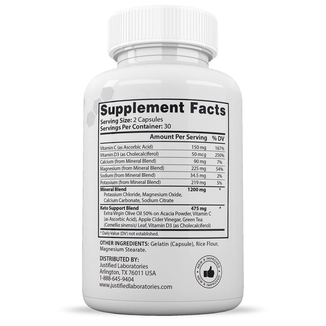 Justified Laboratories Rapid Results ACV MAX Pills 1675Mg Stronger than Gummies Advanced Keto Support 60 Capsules