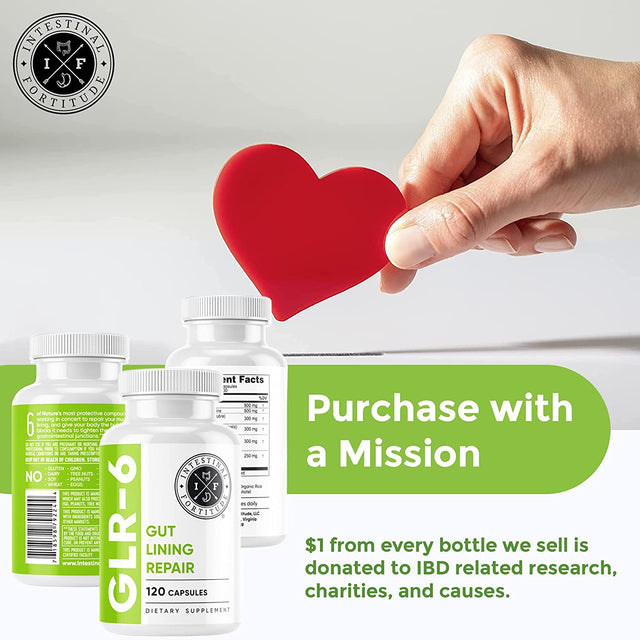 GLR-6 - Gut Lining Repair Supplement for Gut Health - Leaky Gut Repair with L-Glutamine, Slippery Elm, DGL Licorice Root, Marshmallow Root, Fenugreek - IBS, IBD, GERD - Vegan