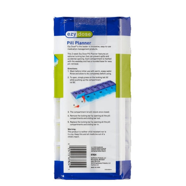 Ezy Dose Weekly 14-Day Locking Pill Organizer, Daily Medication Storage (2XL)