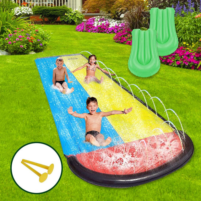 Gaia Lawn Water Slides Inflatable Crash Pad, Summer Backyard Quality PVC Smooth Slick
