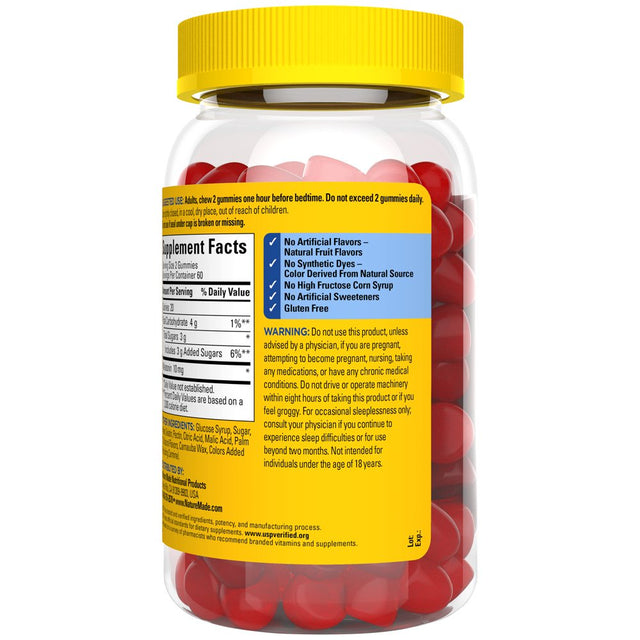 Nature Made Melatonin 10Mg per Serving Melatonin Gummies, 100% Drug Free Sleep Aid, 120 Ct