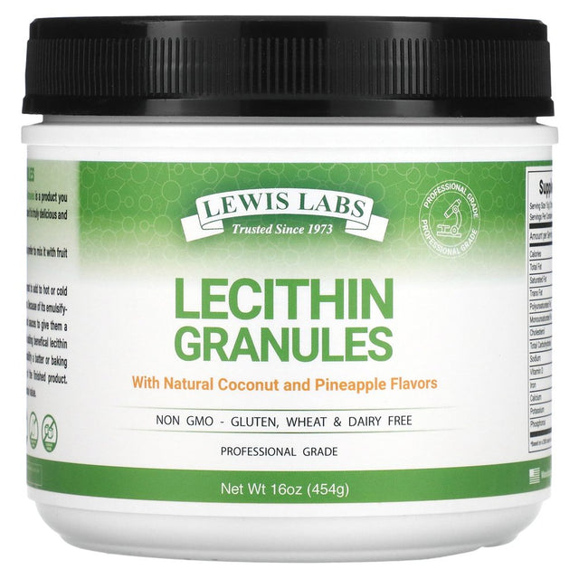 Lewis Labs Lecithin Granules, Natural Coconut and Pineapple, 16 Oz (454 G)