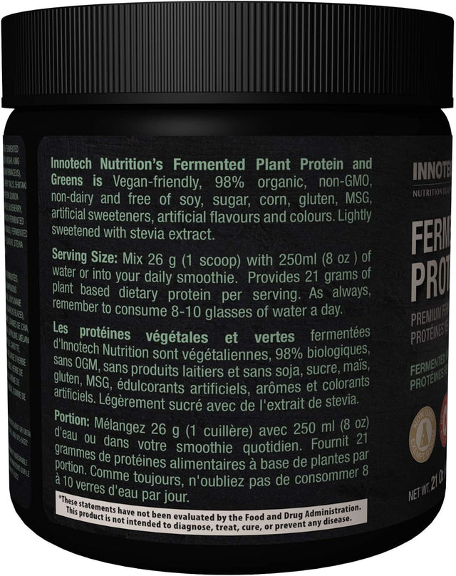 Innotech Nutrition Solutions Fermented Plant Protein & Greens Chocolate Lightly Sweetened - 600 G