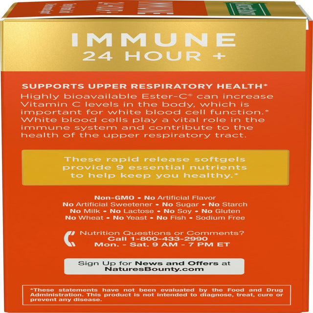 Nature'S Bounty Immune 24 Vitamin C, D & Zinc for Immune Support, 1000 Mg Softgels, 50 Count