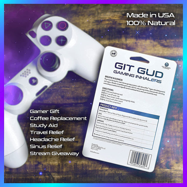 GIT GUD Gaming Vapor Inhaler 4-Pack | Energy, and Focus Amplifier | Stimulating, Smelling Vapors for Instant Wake up | Powerful, Reusable Mint, 1000+ Uses, Aromatherapy | Winnermint (Wintergreen)