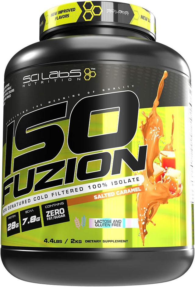 Iso Fuzion 100% Whey Isolate by Scilabs Nutrition | 28G Non Denatured Protein Powder, Salted Caramel Flavor, 4.4Lb