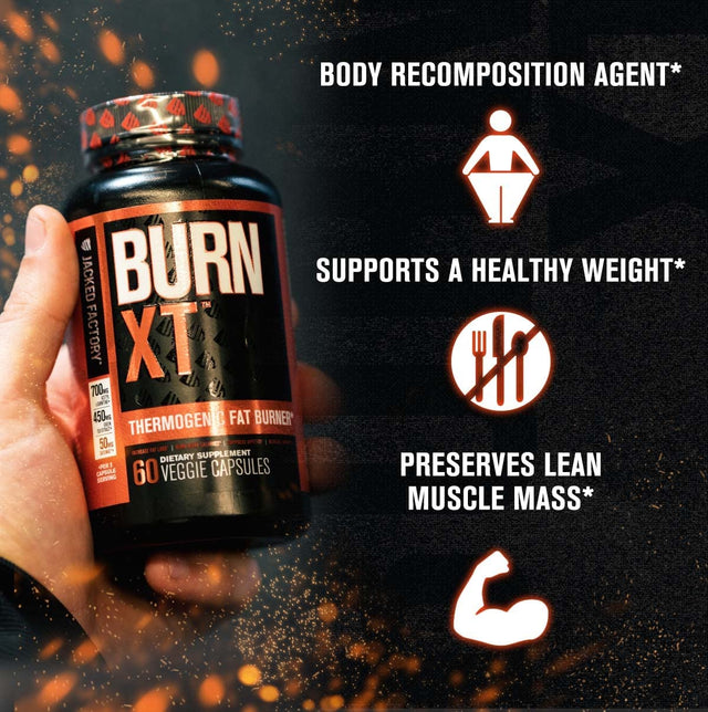 Jacked Factory Fat Burner & Testosterone Booster Stack for Men - Burn-Xt Thermogenic Fat Burner & PRIMASURGE Testosterone Booster for Men