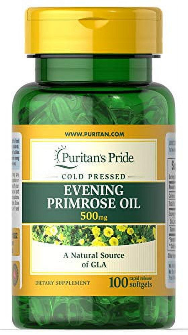 Evening Primrose Oil 500 Mg with GLA by Puritan'S Pride, White, 100 Count (Pack of 1)
