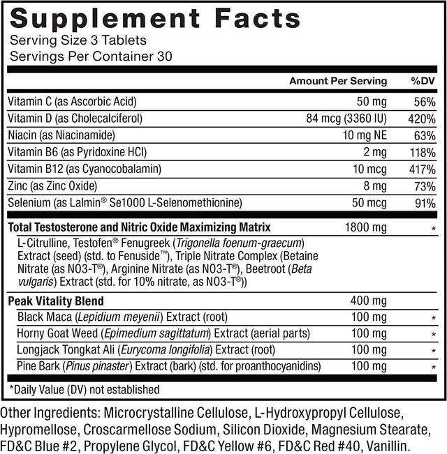 FORCE FACTOR Test X180 V2 Testosterone Booster for Men, Testosterone Supplement with Testofen and NO3-T Nitrates to Build Muscle, Increase Nitric Oxide, and Boost Vitality and Performance, 90 Tablets