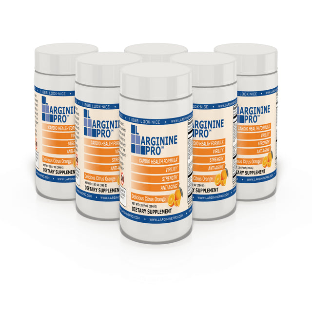 L-Arginine Pro Powder - 5500Mg L-Arginine, 1100Mg L-Citrulline Cardio Health (Citrus Orange, (6) Jars)