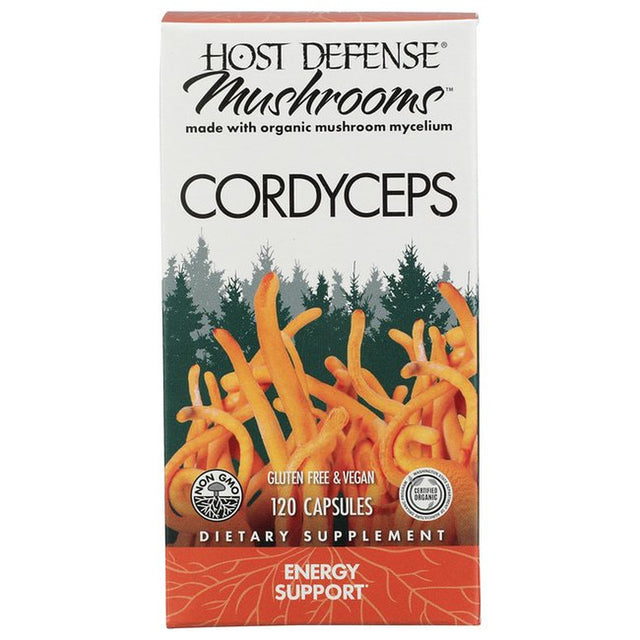 Host Defense, Cordyceps Capsules, Energy and Stamina Support, Mushroom Supplement, Unflavored, 120