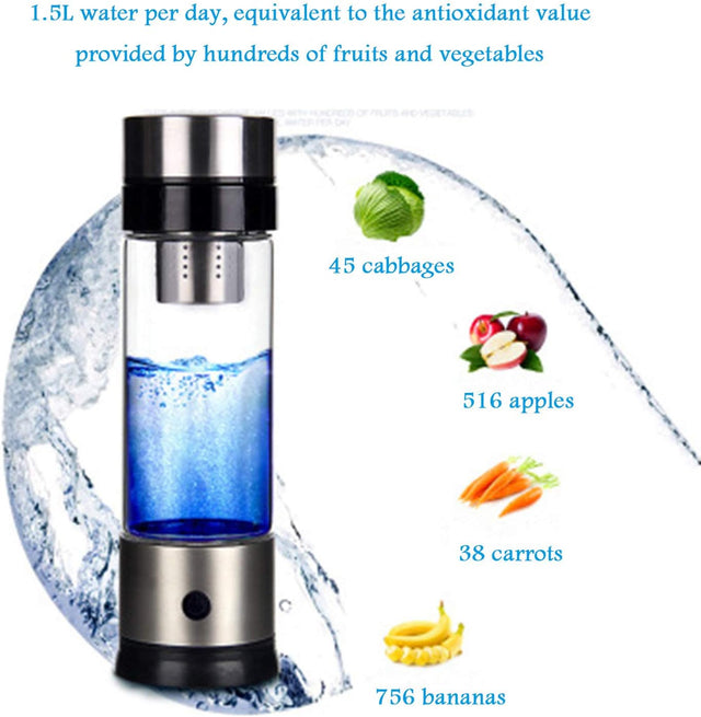 High Concentration Hydrogen-Rich Water Cup SPE Ion Membrane Alkaline Water Purifier Micro-Electrolysis Water Glass 450Ml