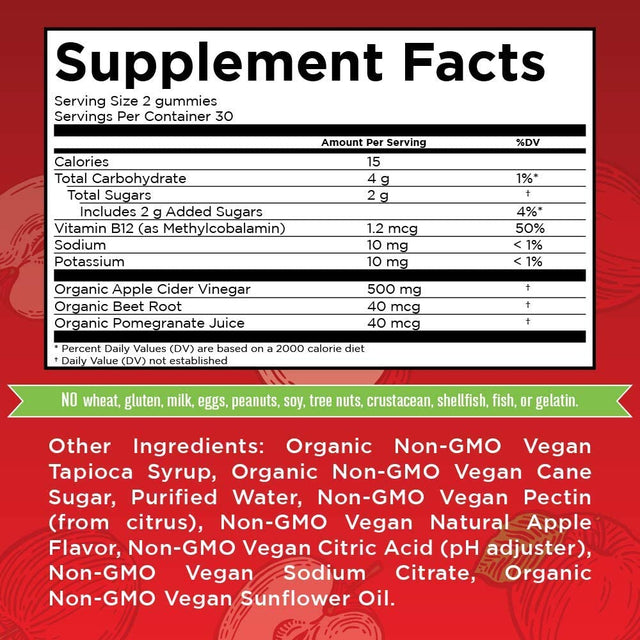 Maryruth'S Apple Cider Vinegar Gummies | ACV Gummies for Immune Support | Vegan | Non-Gmo | Gluten Free | 60 Count