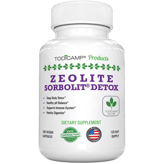Full Body Detox Cleanse - 240 Zeolite Capsules Supplements Sorbolit by Todicamp - Colon Cleanse - Liver Cleanse Detox & Repair - Ultra Fine 1-2