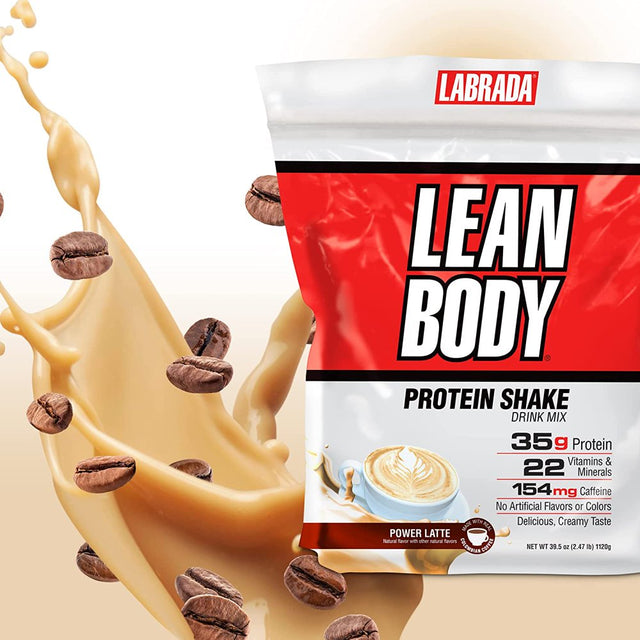 Labrada Lean Body Hi-Energy Meal Replacement Shake, Power Latte, 35G Protein, 2.47Lb