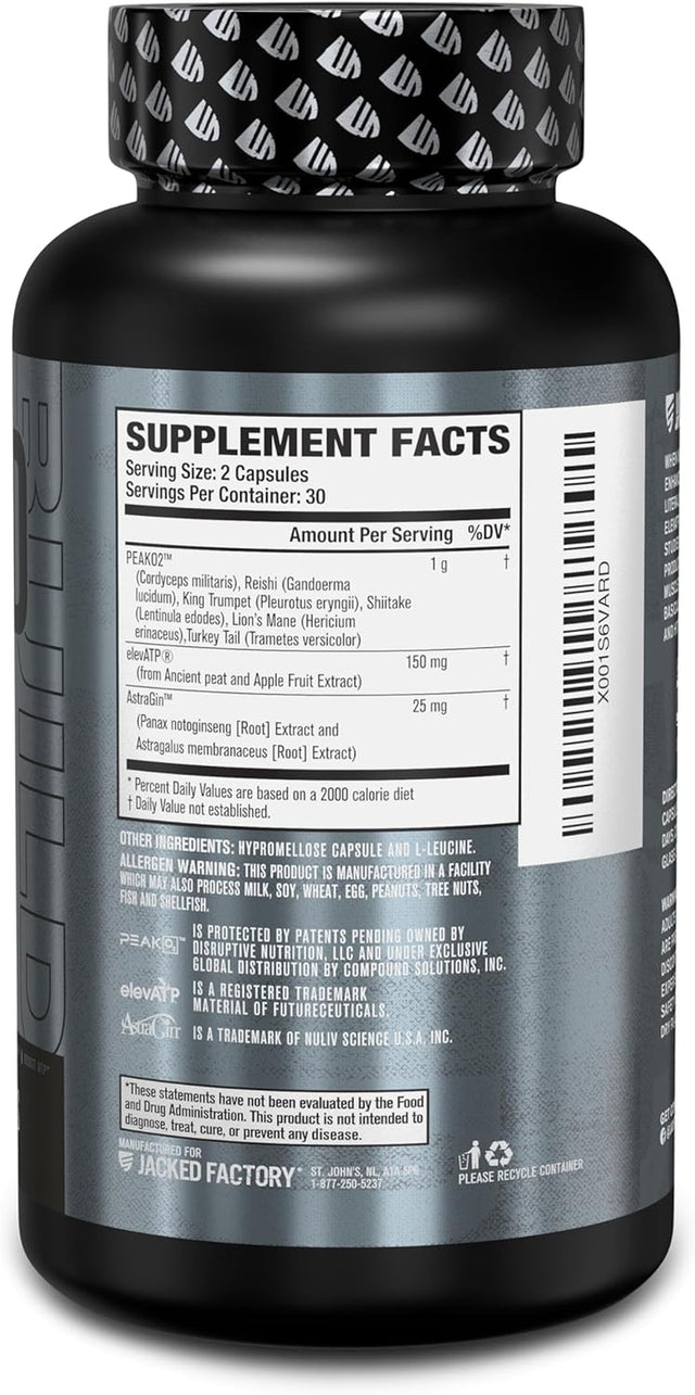 Jacked Factory Build-Xt Daily Muscle Builder & Performance Enhancer - Muscle Building Supplement for Muscular Strength & Growth | Trademarked Ingredients Peak02, Elevatp, & Astragin - 60 Veggie Pills