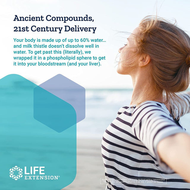 Life Extension Advanced Milk Thistle, Phospholipids Formula Promote Healthy Liver Function & Kidney Health - 60 Softgels (2-Pack)