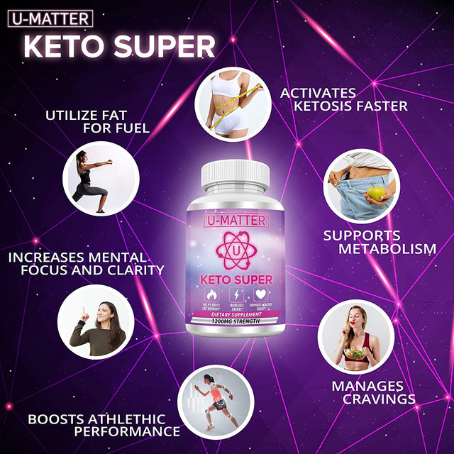 KETO SUPER Apple Cider Vinegar Capsules with Mother + Green Tea Ketones (High Potency 1200 Mg) 6X Weight Reducing Pills for Super Rapid Burn, Utilize Fat for Energy, Enhance Your Diet – U-Matter 60 CT
