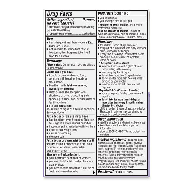 Equate Omeprazole Delayed-Release Capsules, 20 Mg, 42 Count, 3 Pack