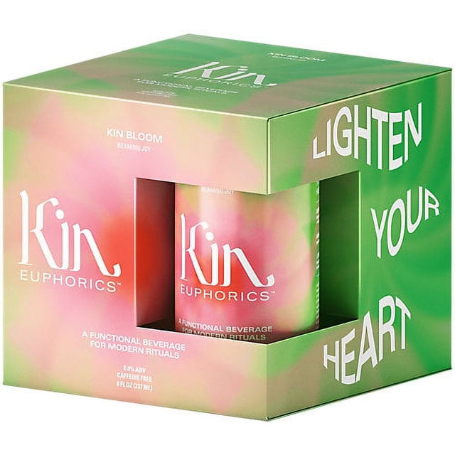 Kin Euphorics Drink - Infused with Adaptogens, Nootropics, and Botanics - Kin Bloom (4 Drinks, 8 Fl. Oz. Each)
